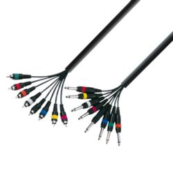 Adam Hall Cables K3 L8 PC 0500 Kabel Multicore 8 x jack mono 6,3 mm – 8 x cinch męskie, 5 m