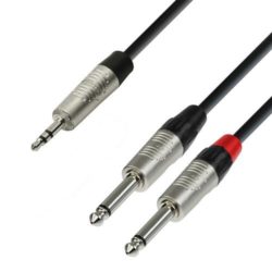 Adam Hall Cables K4 YWPP 0150 Kabel audio REAN jack stereo 3,5 mm – 2 x jack mono 6,3 mm, 1,5 m